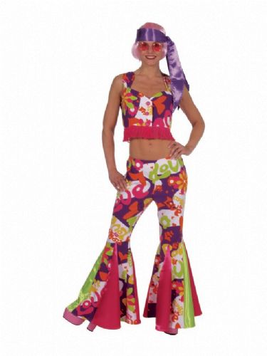 verhuur - carnaval - R&R-FlowerPower-60&70 - hippiedame wit paars
